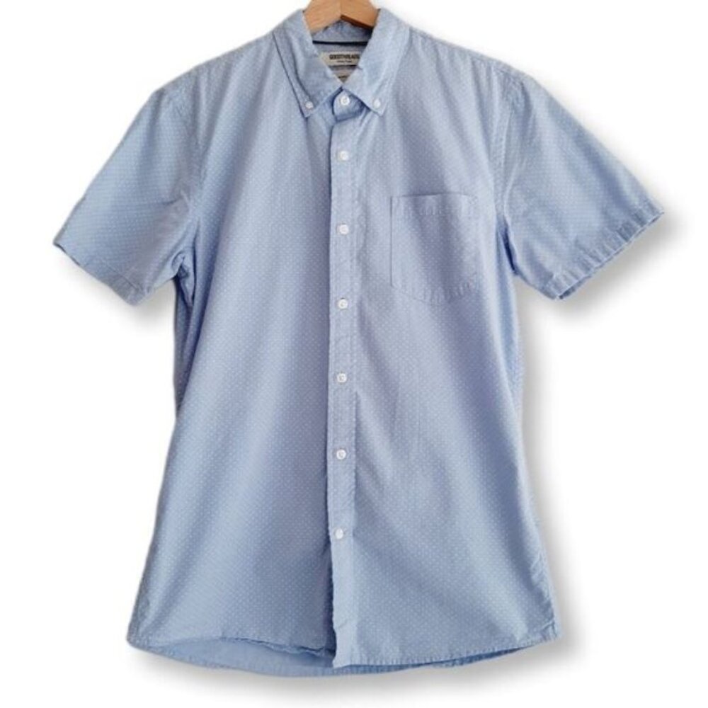 GOOD THREADS | Slim Printed Poplin Casual Button Down Shirt Polka-Dot Men's Sz M